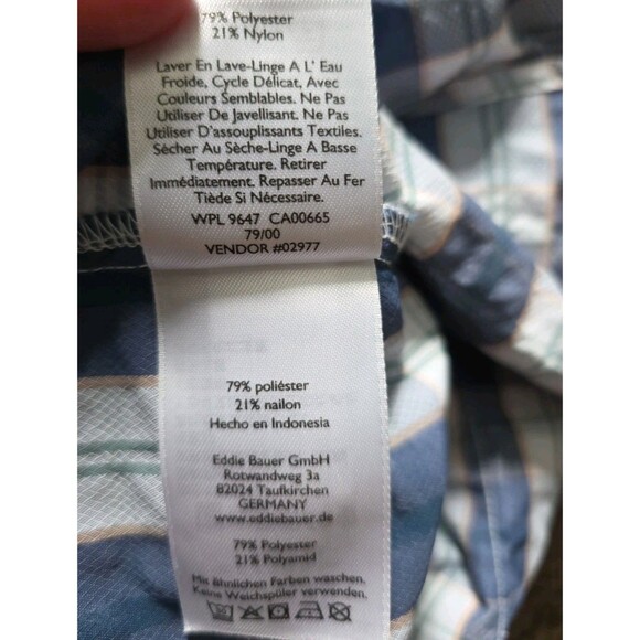 Eddie Bauer Women’s M Plaid Short Sleeve Hiking Outdoor Shirt Quick Dry Blue - Picture 5 of 13